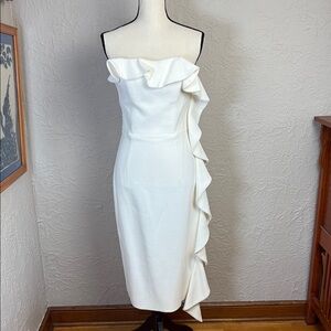 Christian Siriano Asymmetric Ruffle One-Shoulder Crepe Dress